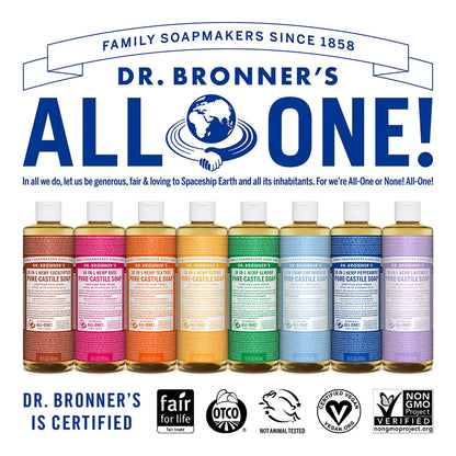 Dr. Bronner's - Pure-Castile Liquid Soap (Lavender, 16 ounce) - Made with Organic Oils, 18-in-1 Uses: Face, Body, Hair, Laundry, Pets & Dishes, Concentrated, Vegan, Non-GMO Lavender 16 Fl Oz (Pack of 1)